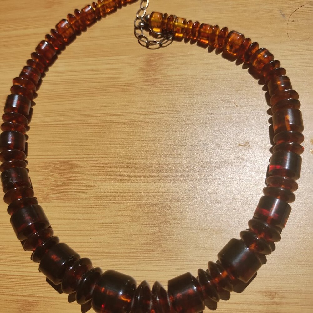 Jay King Mine find Barrel Shaped Baltic Amber Bead 925 Sterling Silver Necklace - Picture 6 of 10